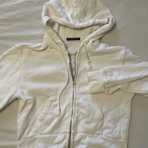 Brandy Melville Cropped White Hoodie